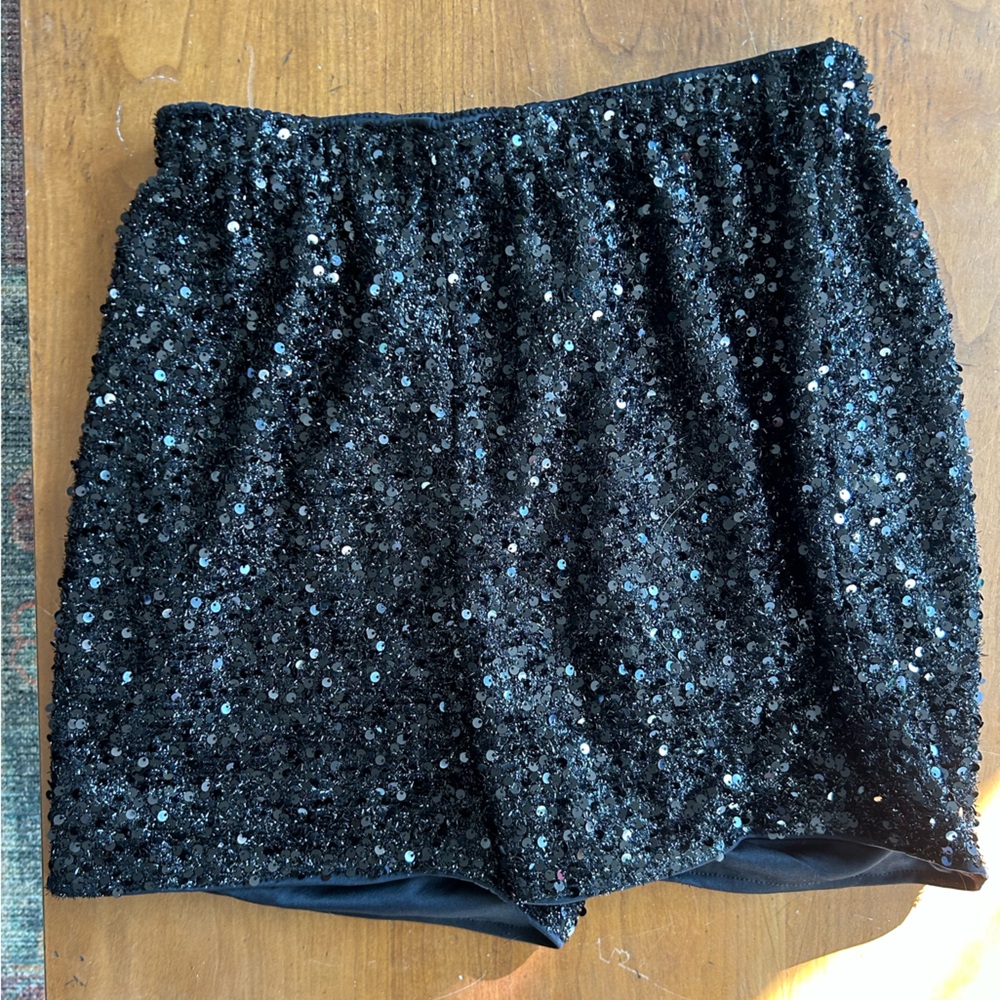 Sparkly Shorts! Shein High Waisted Stretchy Long Sequins Black